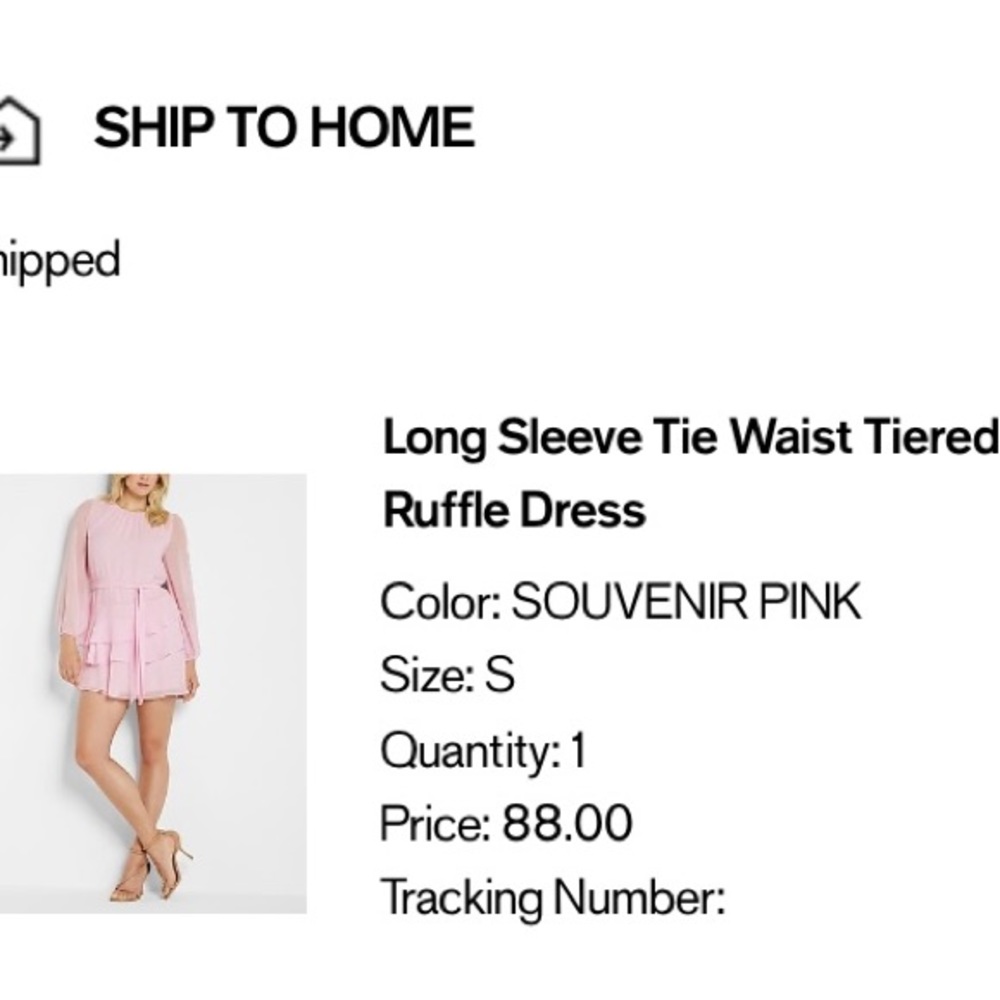 NWOT.  Express pink ruffled dress - Picture 7 of 7